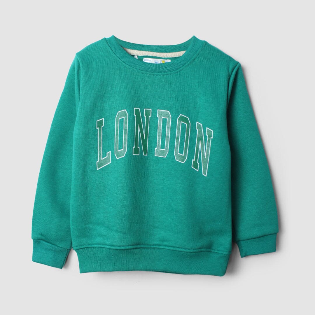 Stylish Green Themed Boys Sweatshirt Sweatshirt Iluvlittlepeople 2-3 Years Green Winter