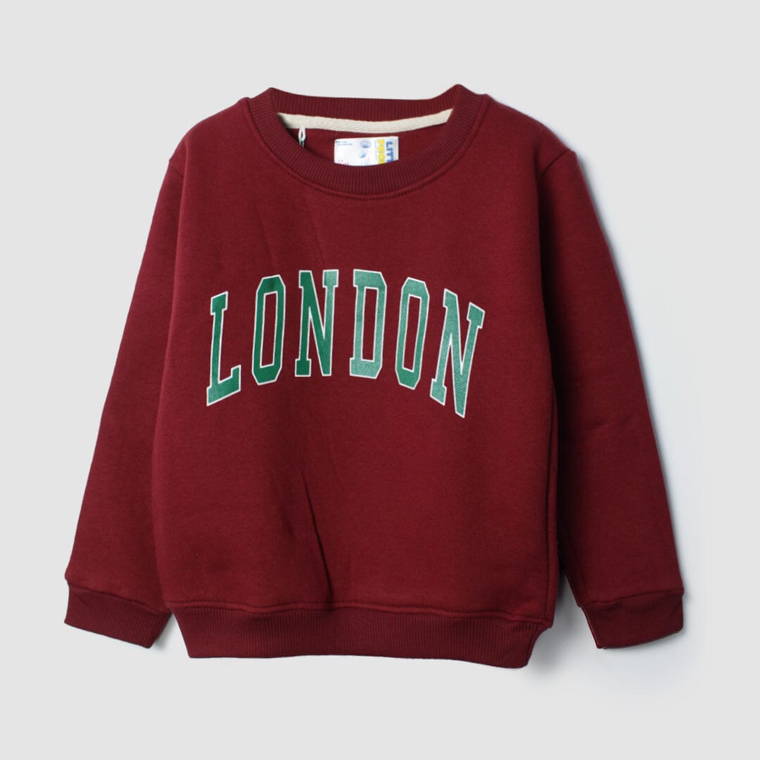 Stylish Maroon Themed Boys Sweatshirt Sweatshirt Iluvlittlepeople 2-3 Years Maroon Winter