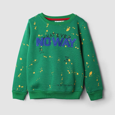 Stylish Green Themed Boys Sweatshirt Sweatshirt Iluvlittlepeople 2-3 Years Green Winter