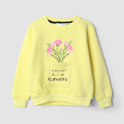 Stylish Yellow Themed Girls Sweatshirt Sweatshirt Iluvlittlepeople 2-3 Years Yellow Winter