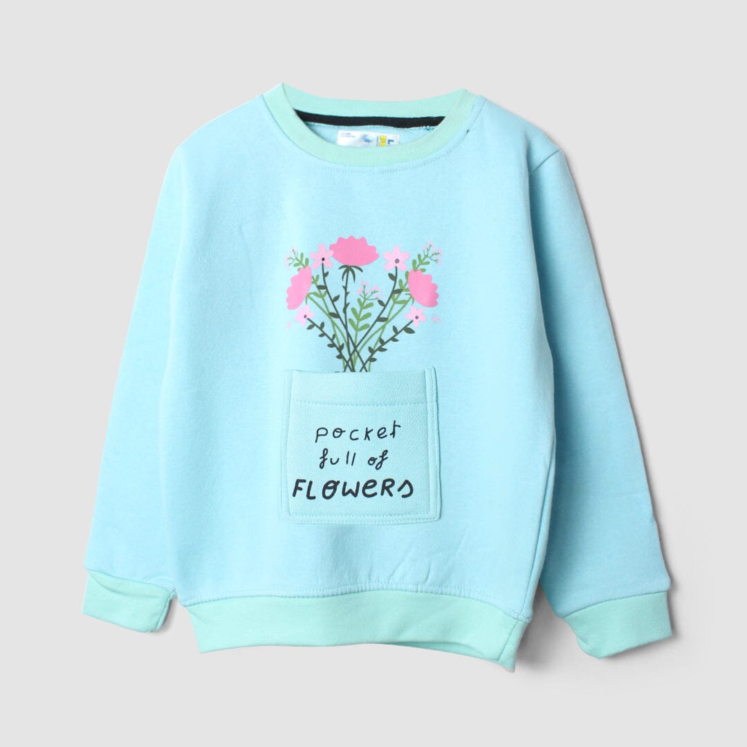 Dashing Aqua Themed Girls Sweatshirt Sweatshirt Iluvlittlepeople 2-3 Years Aqua Winter