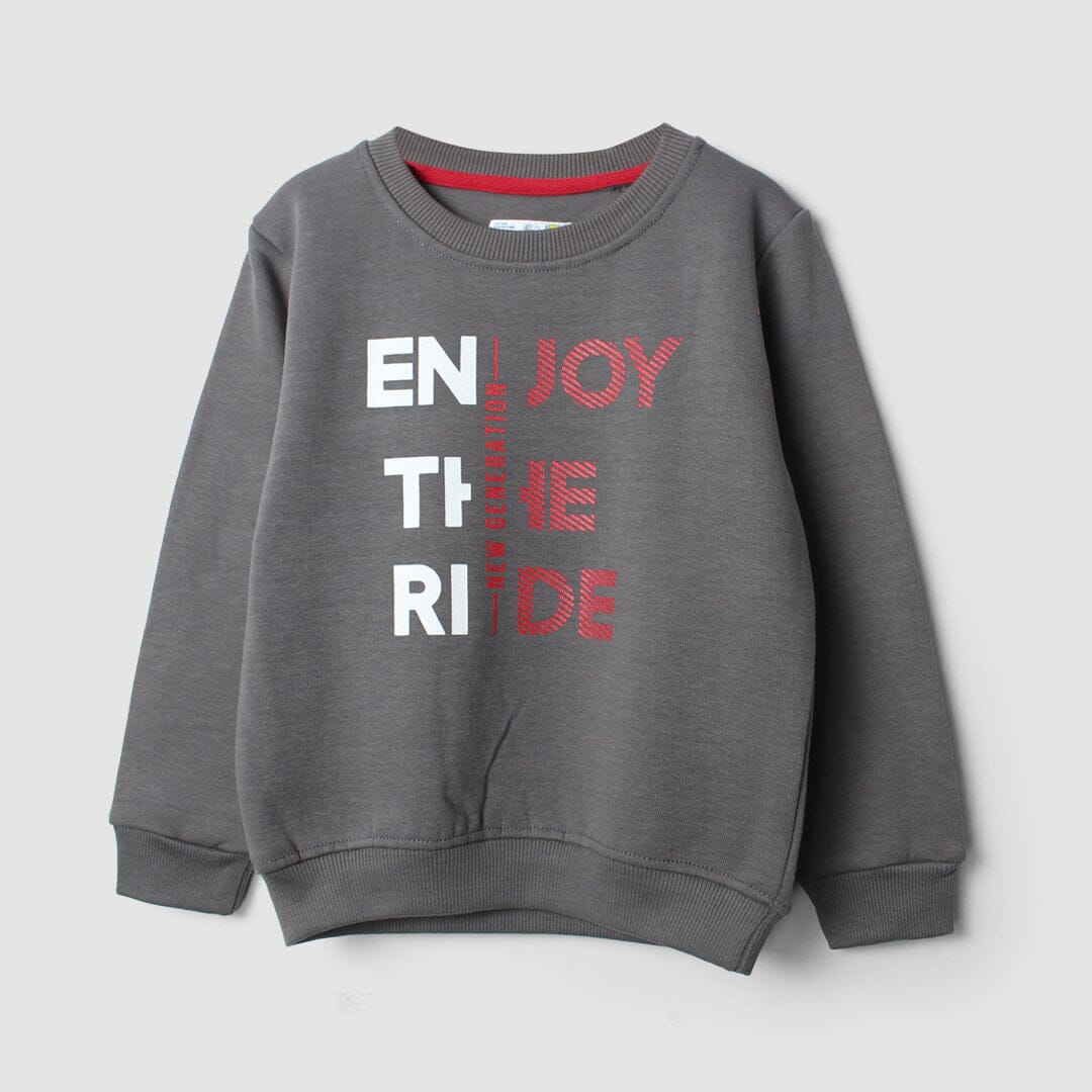 Dashing Grey Themed Kids Sweatshirt Sweatshirt Iluvlittlepeople 2-3 Years Grey Winter