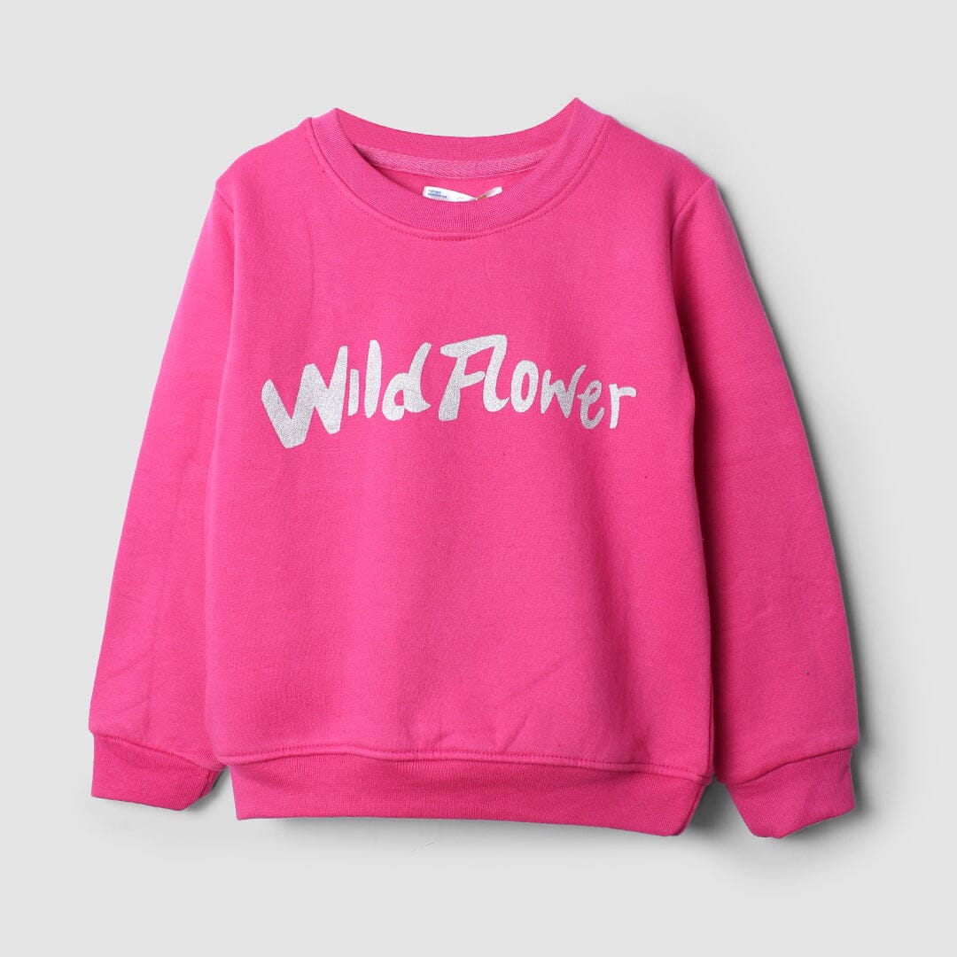 Stylish Pink Themed Girls Sweatshirt Sweatshirt Iluvlittlepeople 2-3 Years Pink Winter