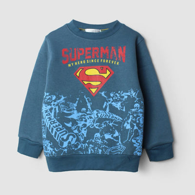 Dashing Superman Blue Themed Kids Sweatshirt Sweatshirt Iluvlittlepeople 18-24 Months Blue Winter