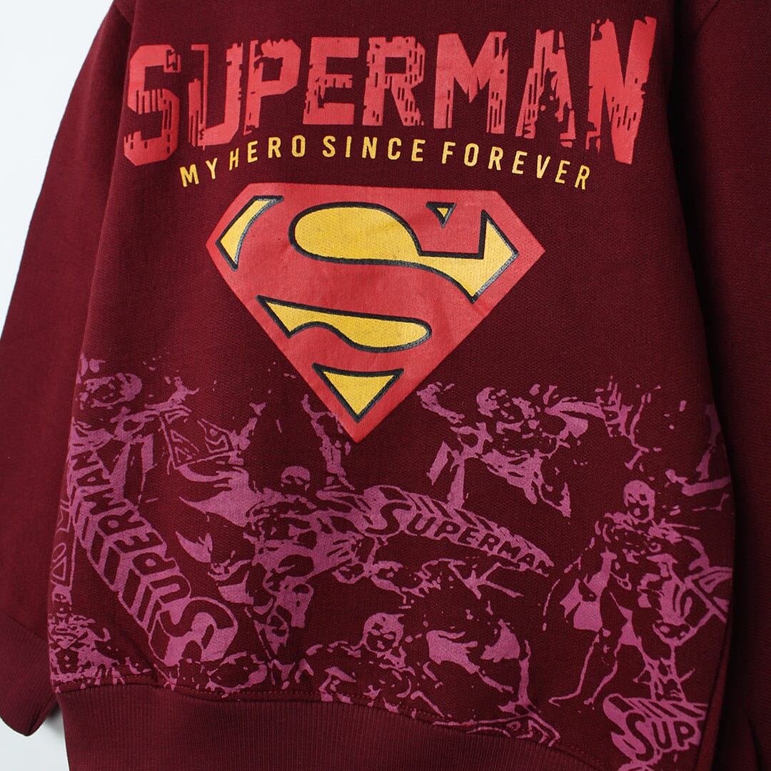 Dashing Superman Maroon Themed Kids Sweatshirt Sweatshirt Iluvlittlepeople 