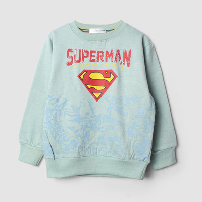 Dashing Superman Aqua Themed Kids Sweatshirt Sweatshirt Iluvlittlepeople 18-24 Months Aqua Winter