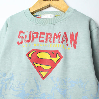 Dashing Superman Aqua Themed Kids Sweatshirt Sweatshirt Iluvlittlepeople 