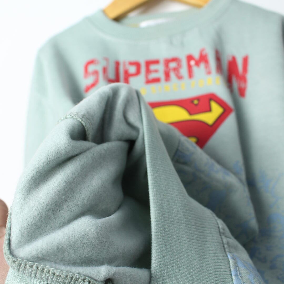 Dashing Superman Aqua Themed Kids Sweatshirt Sweatshirt Iluvlittlepeople 