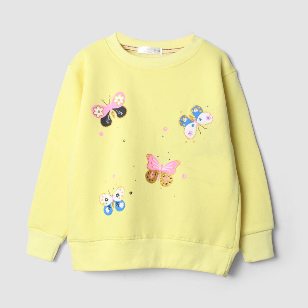 Dashing Yellow Themed Girls Sweatshirt Sweatshirt Iluvlittlepeople 18-24 Months Yellow Winter