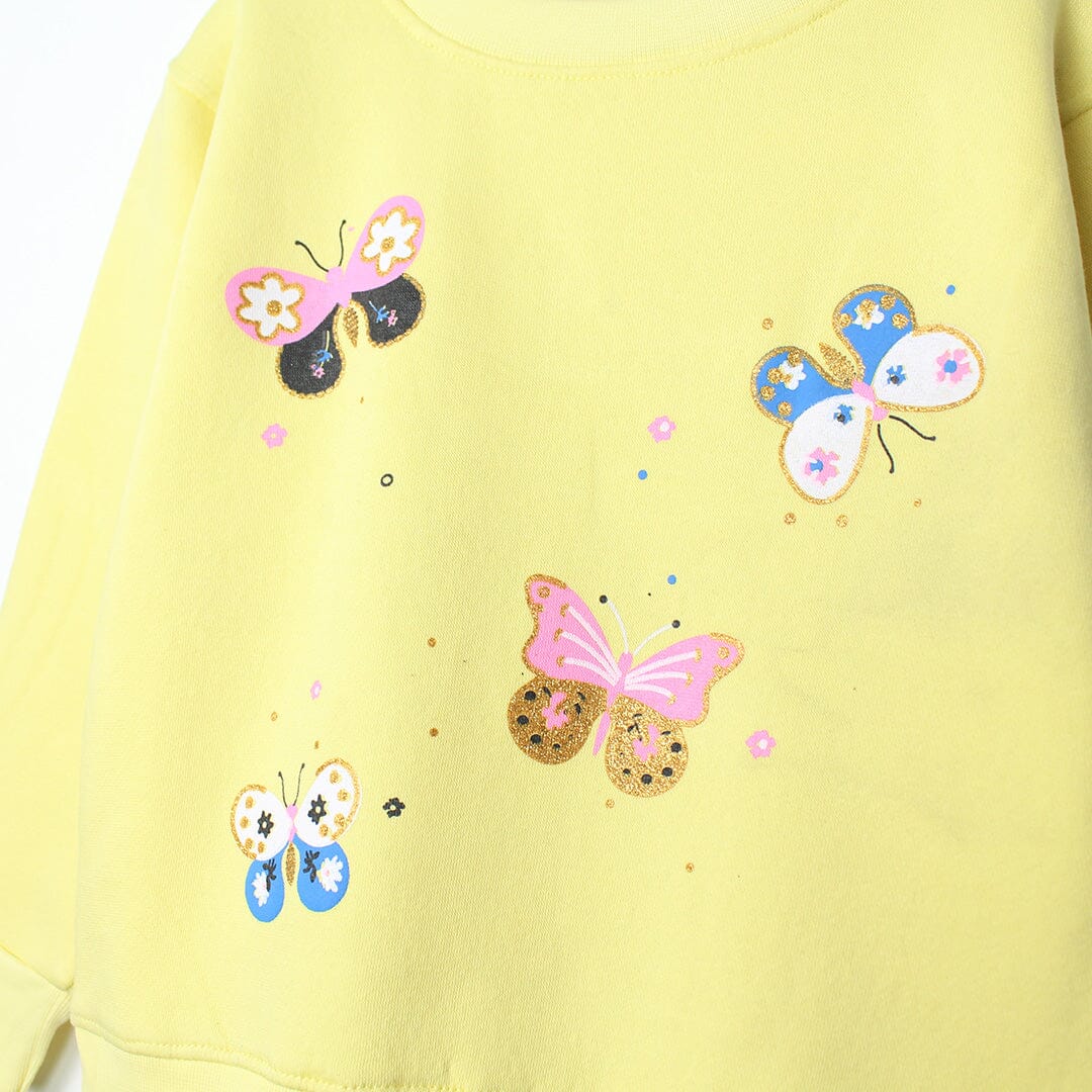 Dashing Yellow Themed Girls Sweatshirt Sweatshirt Iluvlittlepeople 