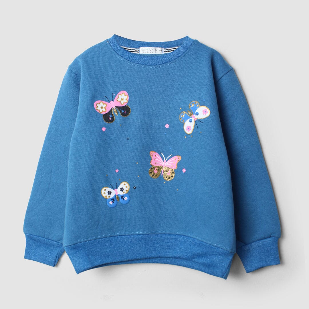 Decent Blue Themed Girls Sweatshirt Sweatshirt Iluvlittlepeople 18-24 Months Blue Winter