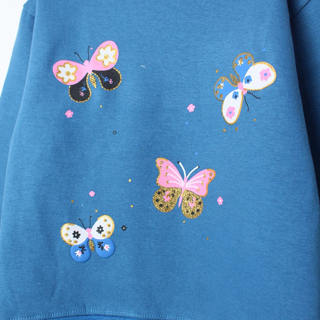 Decent Blue Themed Girls Sweatshirt Sweatshirt Iluvlittlepeople 