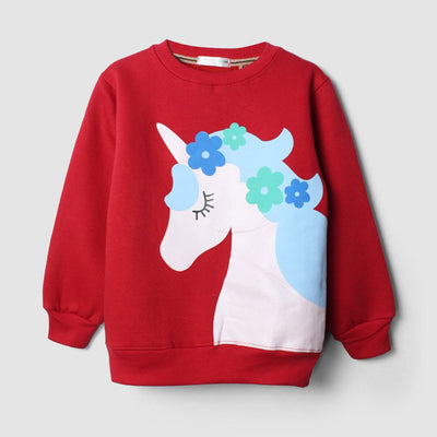 Stylish Red Themed Girls Sweatshirt Sweatshirt Iluvlittlepeople 18-24 Months Red Winter