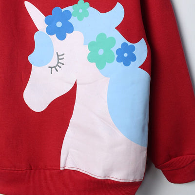 Stylish Red Themed Girls Sweatshirt Sweatshirt Iluvlittlepeople 