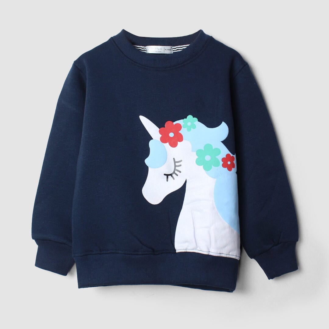 Decent Blue Themed Girls Sweatshirt Sweatshirt Iluvlittlepeople 18-24 Months Blue Winter