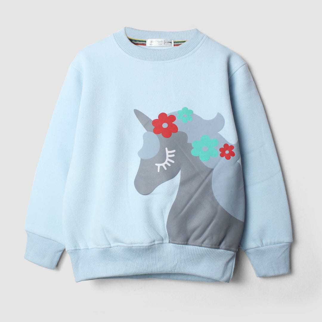 Decent Blue Themed Girls Sweatshirt Sweatshirt Iluvlittlepeople 18-24 Months Blue Winter