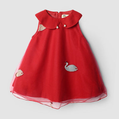 Cozy Red Themed Cute Princess Frock Frock Iluvlittlepeople 2-3 Years Red Winter