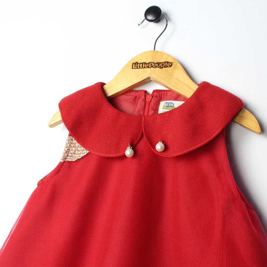 Cozy Red Themed Cute Princess Frock Frock Iluvlittlepeople 