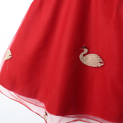 Cozy Red Themed Cute Princess Frock Frock Iluvlittlepeople 