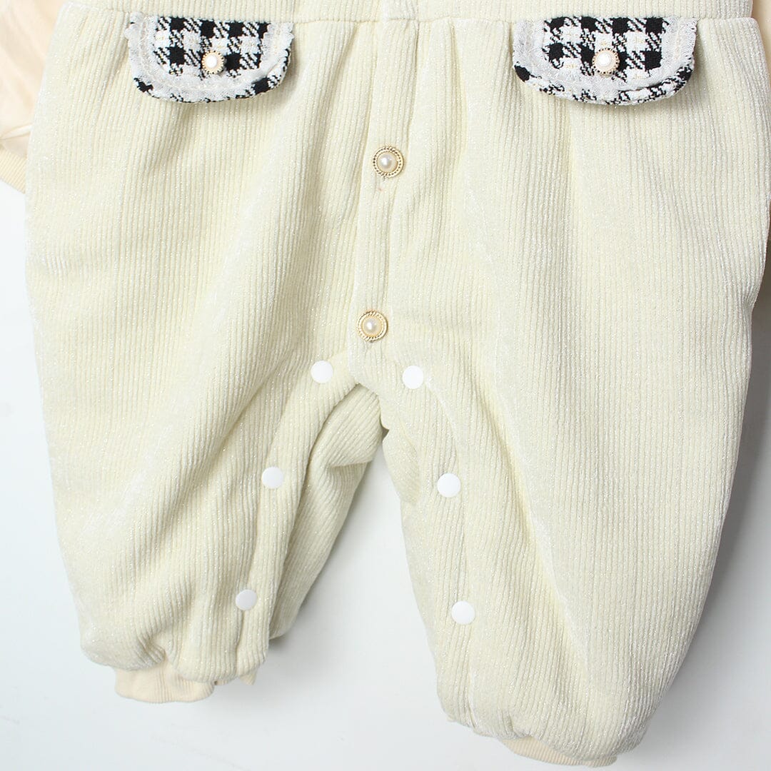 Delighted Off White Themed Baby Girl Romper Romper Iluvlittlepeople 