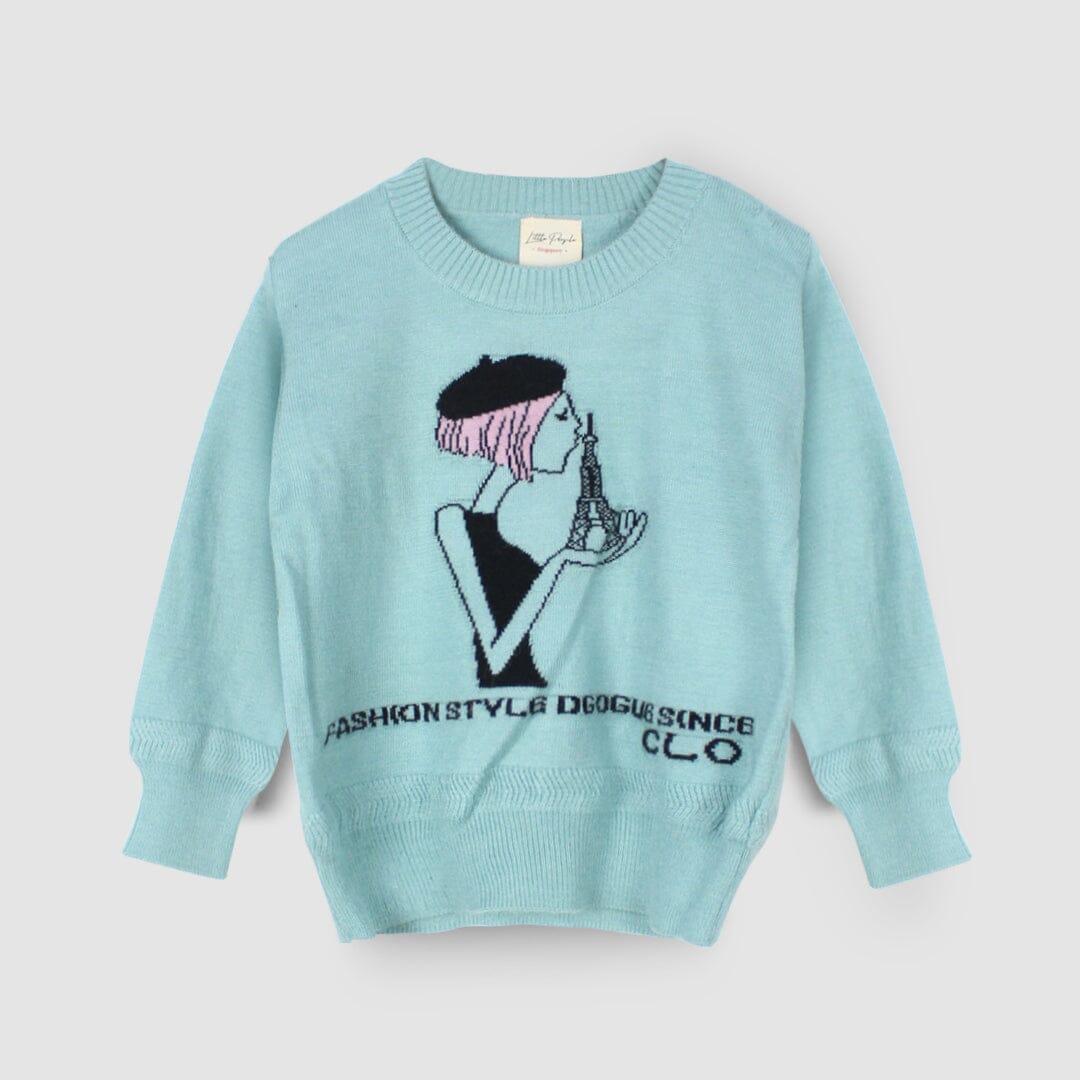 Cozy Aqua Themed Kids Sweater Sweater Iluvlittlepeople 2-3 Years Aqua Winter