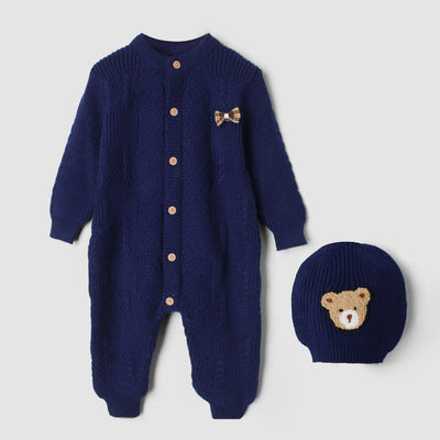 Stylish Blue Themed Winter Kids Romper Romper Iluvlittlepeople 0-3 Months Blue Winter