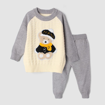 2Pc Decent Off White Themed For Kids 2Pc Set Iluvlittlepeople 3-6 Months Winter Off White