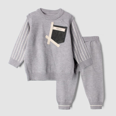 2Pc Stylish Grey Themed For Kids 2Pc Set Iluvlittlepeople 3-6 Months Winter Grey