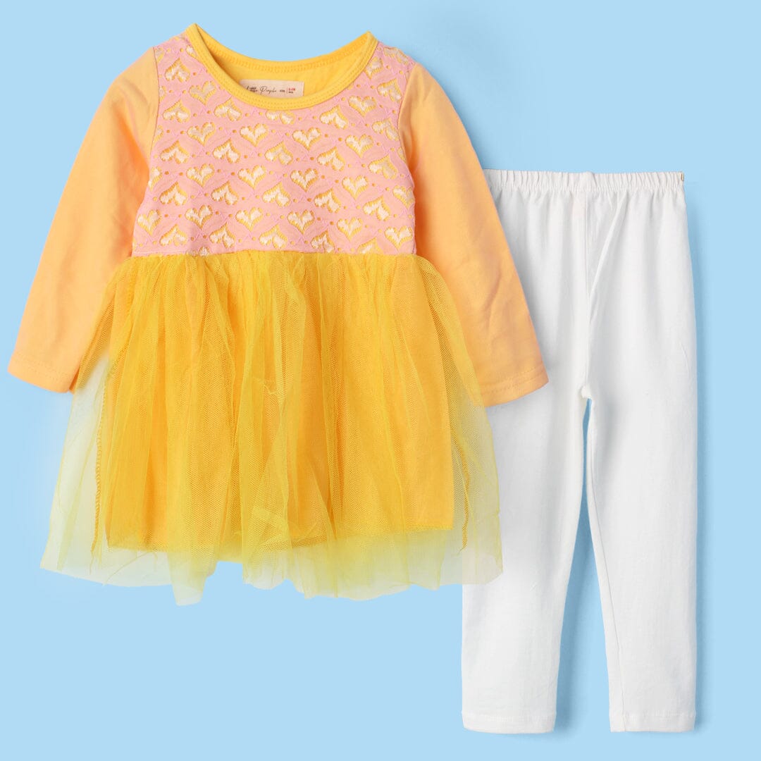 Fair Yellow Themed Little Girl Frock Set Frock Iluvlittlepeople 6-9 Months Yellow Winter