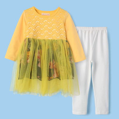 Amber Yellow Themed Little Girl Frock Set Frock Iluvlittlepeople 6-9 Months Yellow Winter
