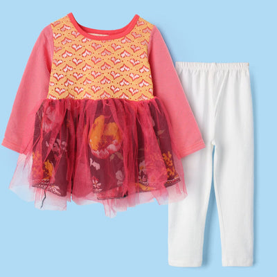 Desire Pink Themed Little Girl Frock Set Frock Iluvlittlepeople 6-9 Months Pink Winter