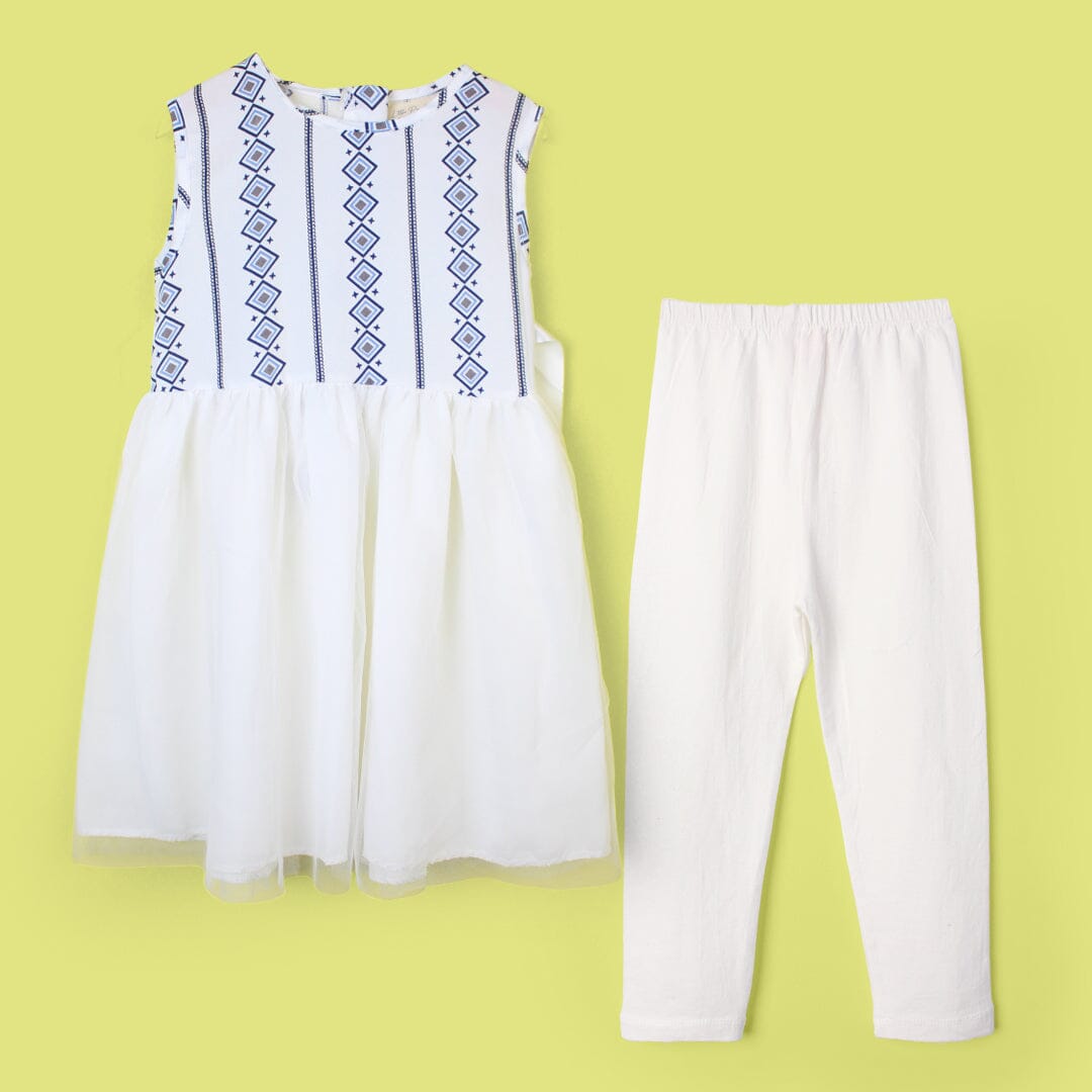 Stylish White Themed Girls Frock Set Frock Iluvlittlepeople 2-3 Years White Summer