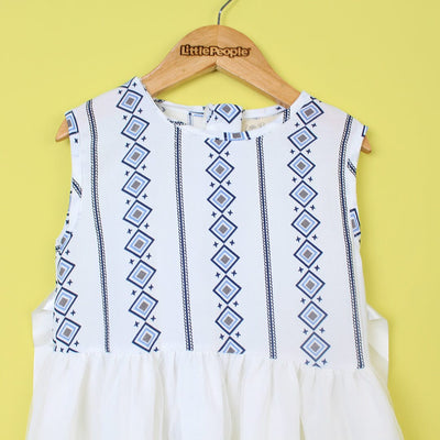 Stylish White Themed Girls Frock Set Frock Iluvlittlepeople 