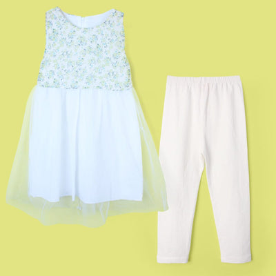 Stylish Creamy White Themed Girls Frock Set Frock Iluvlittlepeople 2-3 Years Creamy White Summer