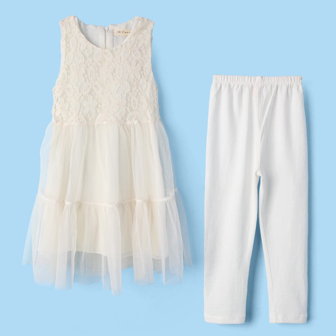 Stylish White Themed Girls Frock Set Frock Iluvlittlepeople 2-3 Years White Summer