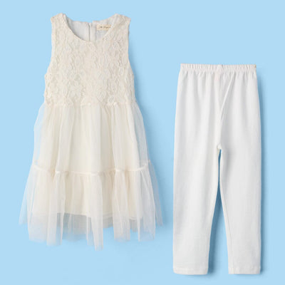 Stylish White Themed Girls Frock Set Frock Iluvlittlepeople 2-3 Years White Summer