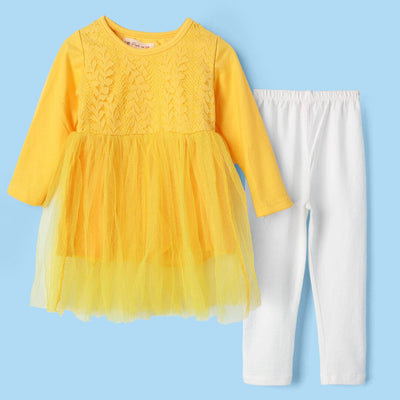 Stylish Yellow Themed Little Girl Frock Set Frock Iluvlittlepeople 6-9 Months Yellow Winter
