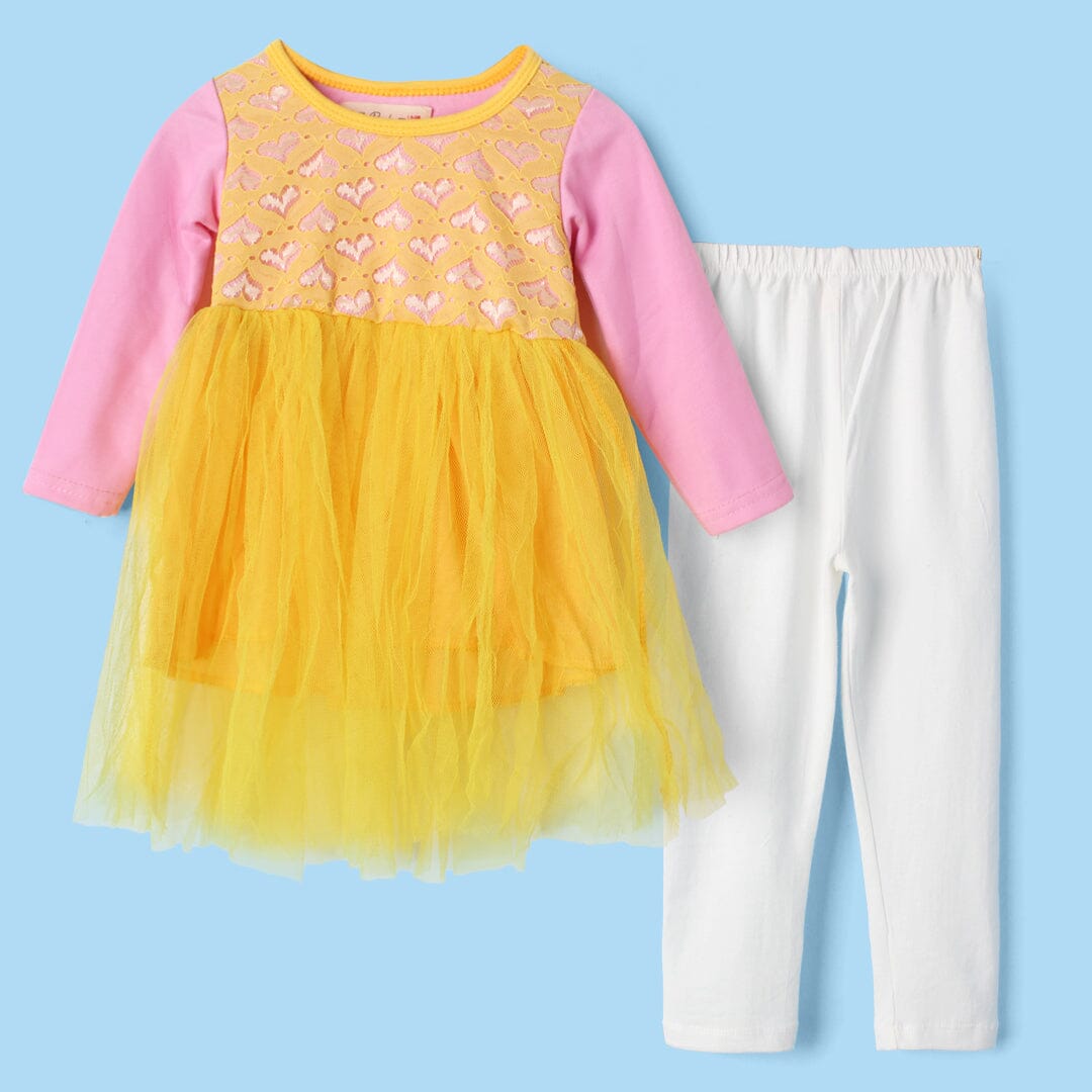 Modern Yellow Themed Little Girl Frock Set Frock Iluvlittlepeople 6-9 Months Yellow Winter
