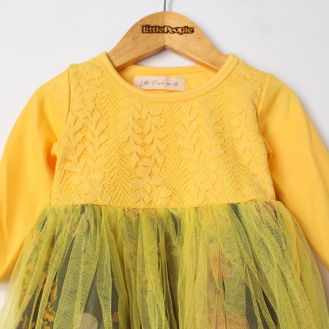 Modern Yellow Themed Little Girl Frock Set Frock Iluvlittlepeople 