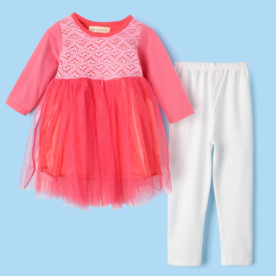 Sweet Pink Themed Little Girl Frock Set Frock Iluvlittlepeople 6-9 Months Pink Winter