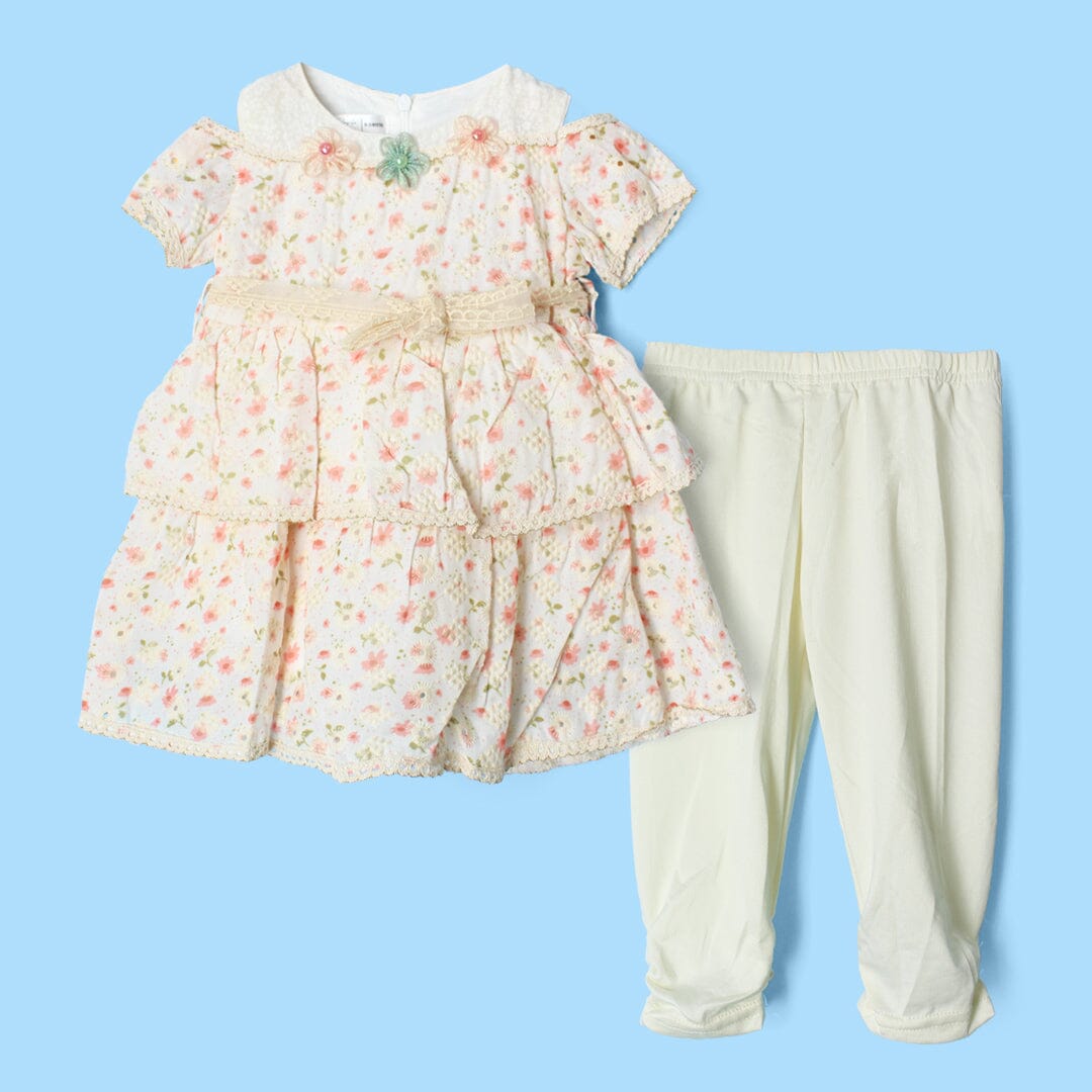 Delighted Off White Little Girl Frock Set Frock Iluvlittlepeople 6-9 Months Off White Summer