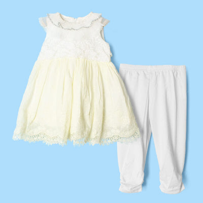 Sober Off White Little Girl Frock Set Frock Iluvlittlepeople 6-9 Months Off White Summer