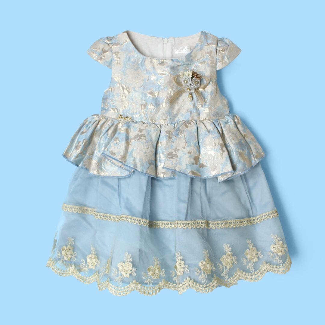 Delicious Blue Little Girl Frock Frock Iluvlittlepeople 6-9 Months Blue Summer