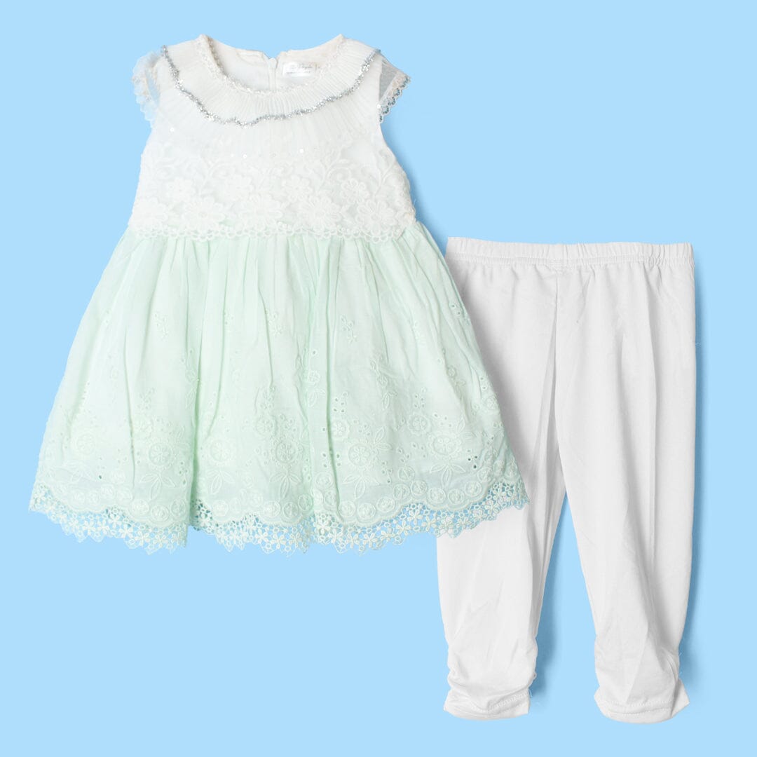 Fancy Aqua Little Girl Frock Set Frock Iluvlittlepeople 6-9 Months Aqua Summer