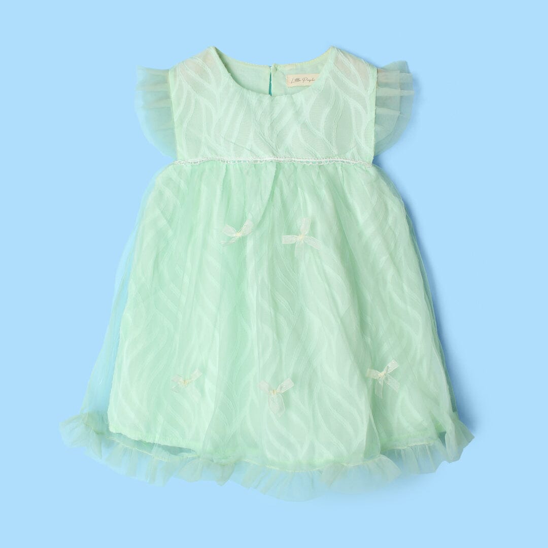 Elegant Green Little Girl Frock Frock Iluvlittlepeople 12-18 Months Green Summer