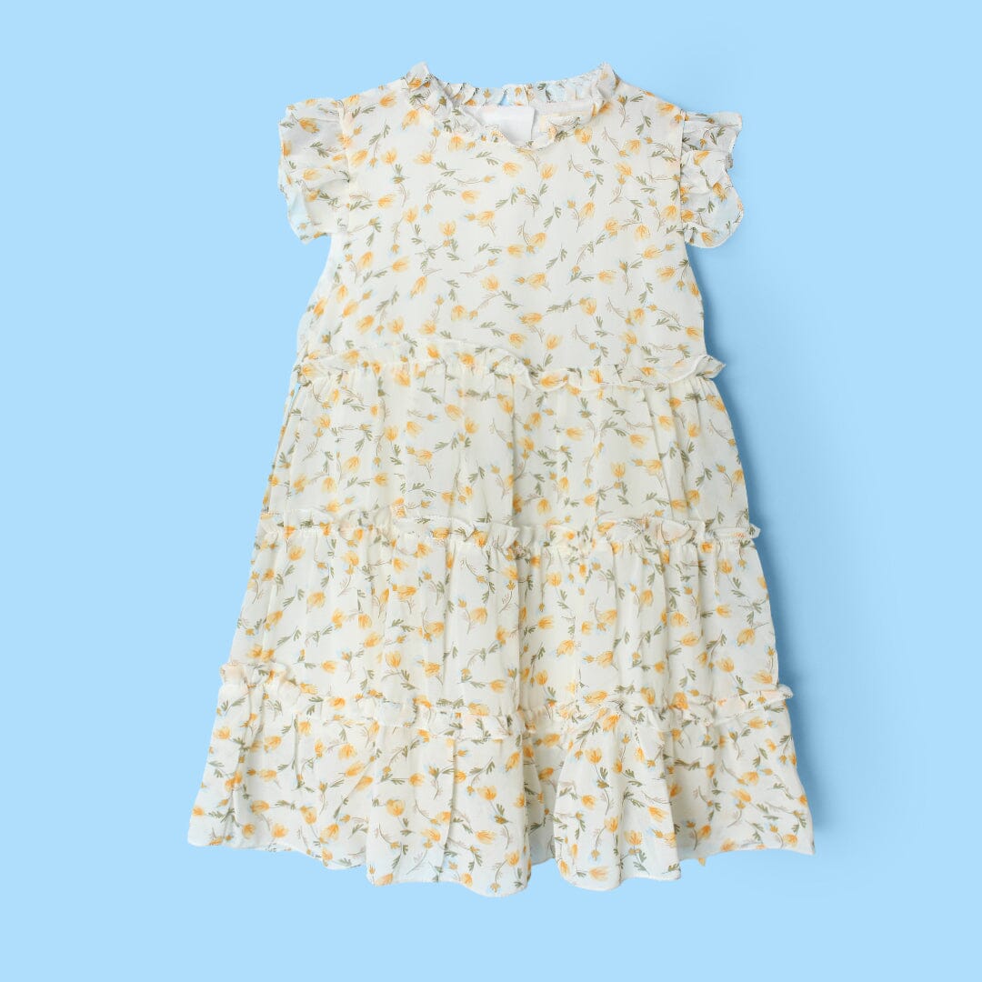 Stylish Off White Little Girl Frock Frock Iluvlittlepeople 3-4 Years Off White Summer