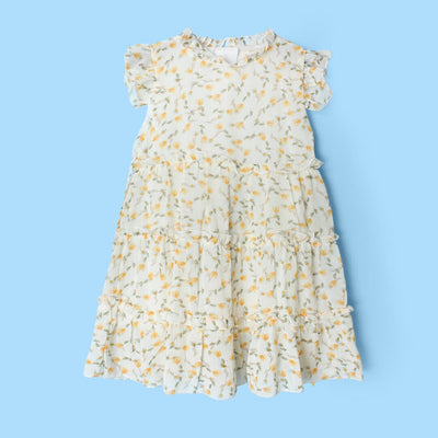 Stylish Off White Little Girl Frock Frock Iluvlittlepeople 3-4 Years Off White Summer