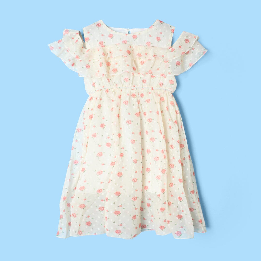 Sober Off White Little Girl Frock Frock Iluvlittlepeople 5-6 Years Off White Summer