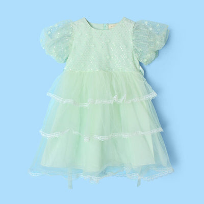 Fancy Aqua Little Girl Frock Frock Iluvlittlepeople 4-5 Years Aqua Summer