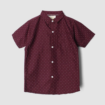 Dashing Maroon Themed Stylish Boys Casual Shirt Casual Shirt Iluvlittlepeople 2-3 Years Maroon Summer